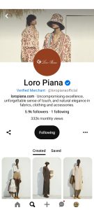 Loro Piana Pinterest Profile